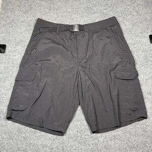 Merrell Shorts Mens 36 Black Cargo Pockets Belted Hiking 8" Camping UPF 50